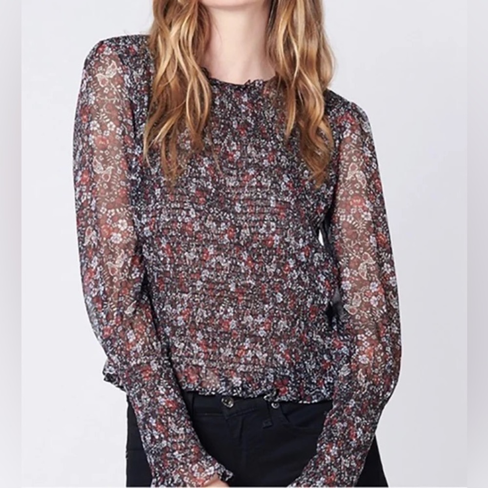 Veronica Beard Black and Red Floral Blouse